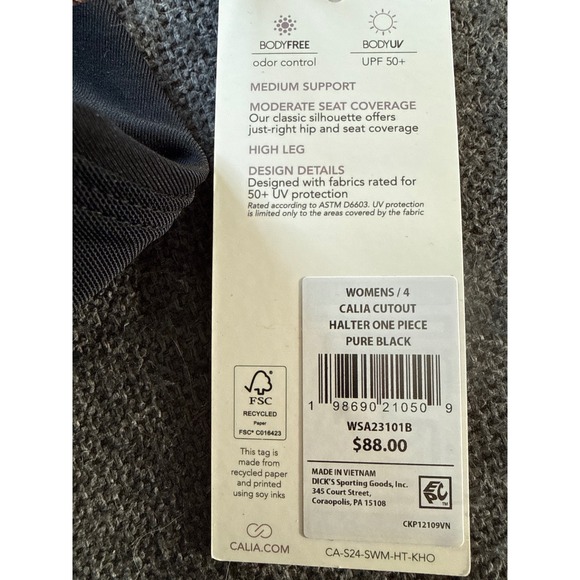 Calia Women's‎ Cutout Halter One Piece Black Size 4 Tummy Control Swimsuit NWT - Picture 5 of 5